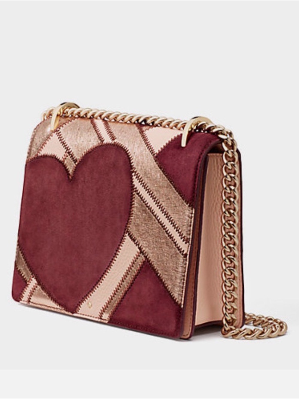 kate spade Burgundy and Rose Gold Heart Chain Shoulder Bag "Yours Truly Marci"